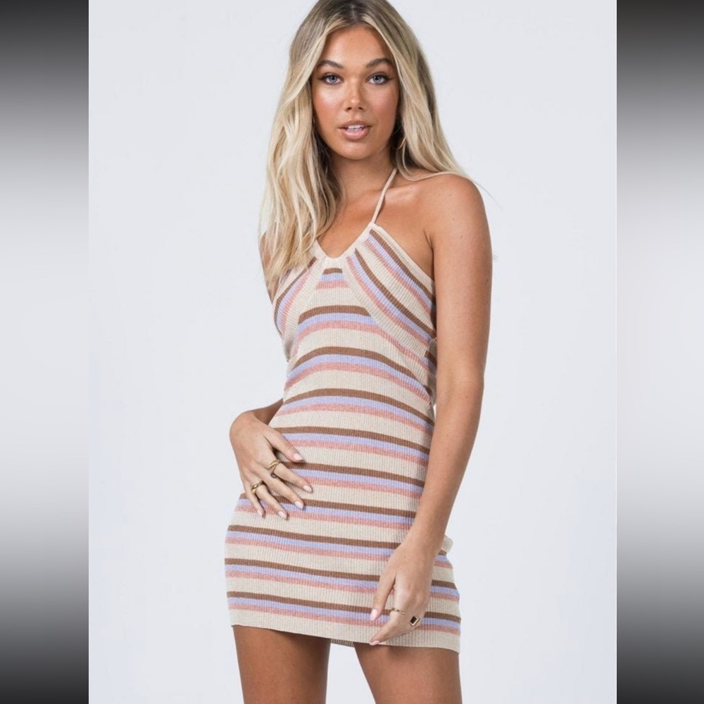 Princess Polly Sparkly Striped Halter Dress